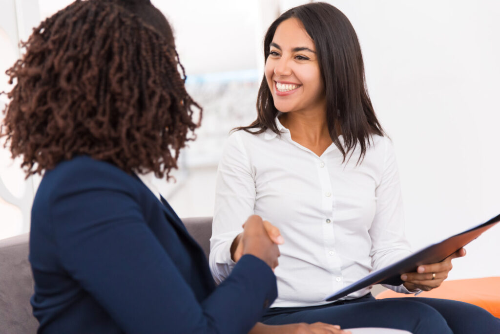 Black woman in job interview